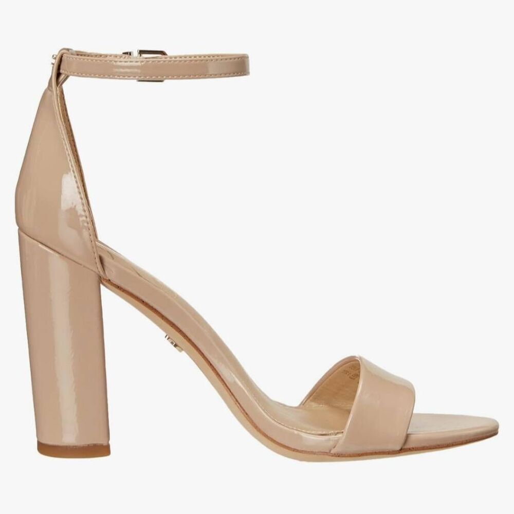 NWT Sam Edelman Women's 9.5M Yaro Chai Latte Patent Block Heel Sandals - Picture 5 of 7